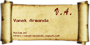 Vanek Armanda névjegykártya